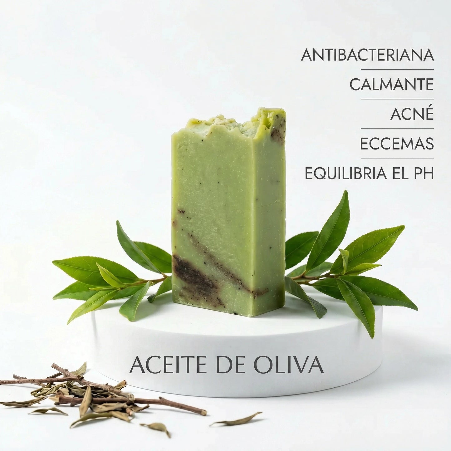 JABÓN ARTESANAL DE ÁRBOL DE TÉ Y TÉ VERDE